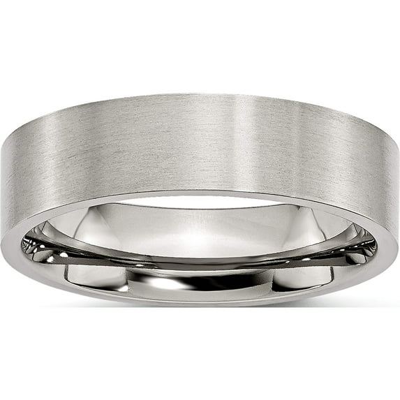 Stainless Steel Brushed 6mm Flat Band (Size 9) Made In China sr5-9