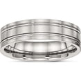 thumbnail image 1 of Stainless Steel Brushed And Polished 6mm Ridged Flat Band (Size 7) Made In China sr509-7, 1 of 5