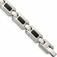 thumbnail image 1 of Stainless Steel Brushed And Polished Black Carbon Fiber Inlay 9In Bracelet (9 X 13) Made In China -Jewelry By Sweet Pea, 1 of 6