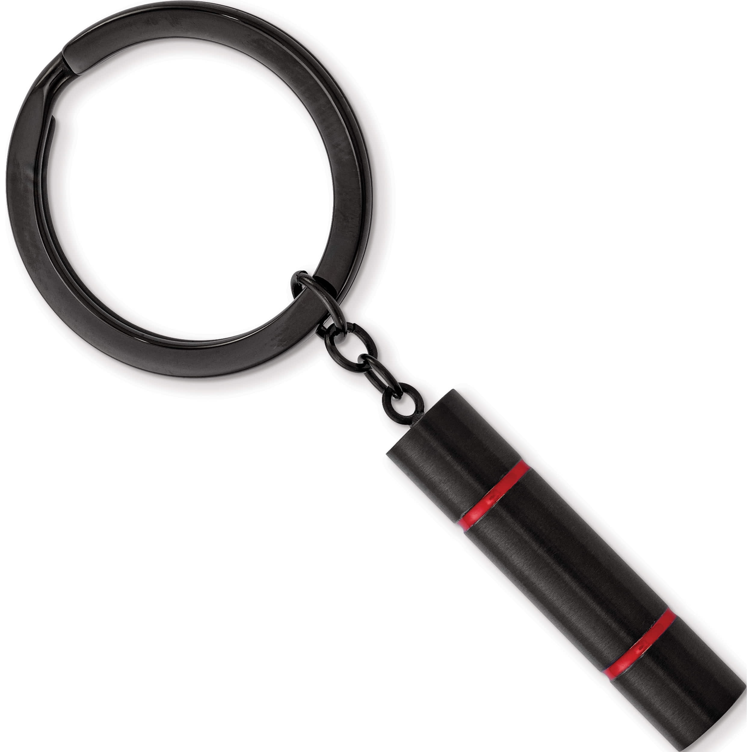 Stainless Steel Brushed And Polished Black Ip-Plated With Red Enamel Key Ring (65.35 X 30.4) Made In China srk159