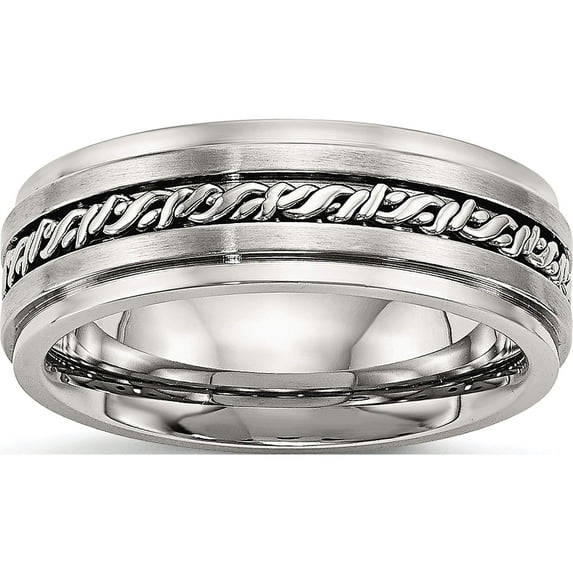 Stainless Steel Brushed And Polished Braided 7mm Band (Size 10.5) Made In China sr525-10.5