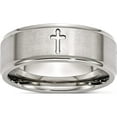 thumbnail image 1 of Stainless Steel Brushed And Polished Cross 8mm Ridged Edge Band (Size 8) Made In China sr109-8, 1 of 5