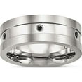 thumbnail image 1 of Stainless Steel Brushed And Polished With Black Cz 8mm Band (Size 9) Made In China sr588-9, 1 of 5