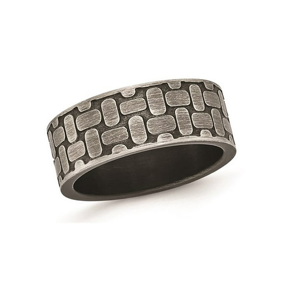 Gem & Harmony Stainless Steel Brushed Antiqued Textured Ring for Men