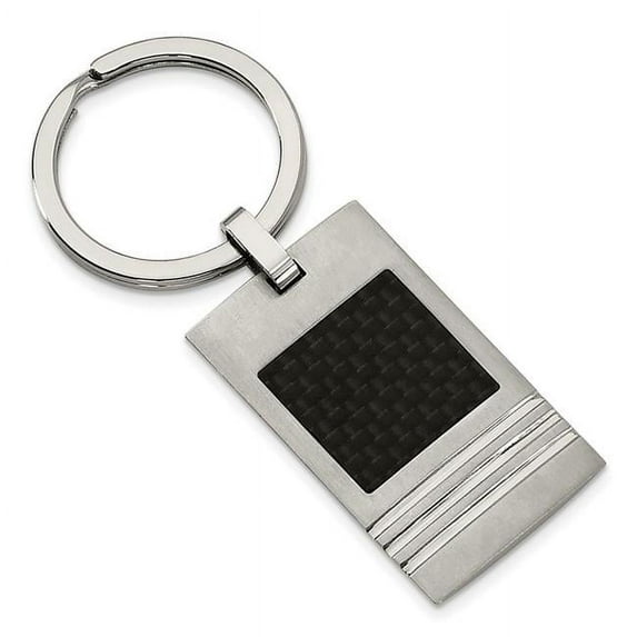 Stainless Steel Brushed Black Carbon Fiber Inlay Key Ring