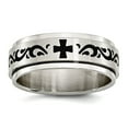 thumbnail image 1 of Stainless Steel Brushed Black Enamel Swirl Design Ring Size 9.5 8mm Wide , 1 of 2