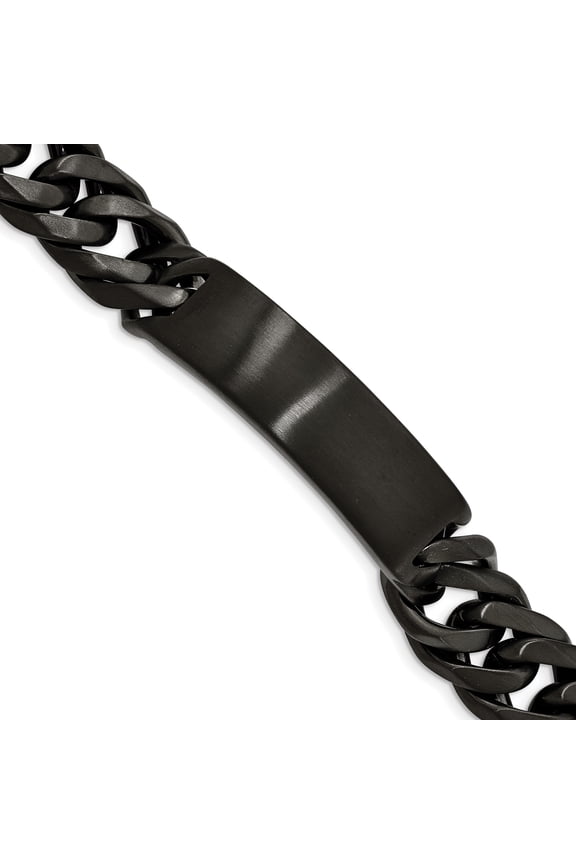 Stainless Steel Brushed Black IP ID Link Bracelet