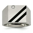 thumbnail image 1 of Stainless Steel Brushed Black IP-plated CZ Ring Size: 11; for Adults and Teens; for Women and Men, 1 of 7