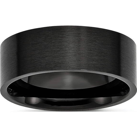 Stainless Steel Brushed Black Ip-Plated 8mm Flat Band (Size 11.5) Made In China sr330-11.5