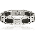 thumbnail image 1 of Stainless Steel Black Diamond Tennis Bracelet, 1 of 5
