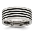 thumbnail image 1 of Stainless Steel Brushed Black Rubber 10.00mm Ring - Size 10.5, 1 of 2