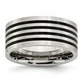 thumbnail image 1 of Stainless Steel Brushed Black Rubber 10.00mm Ring Size: 11; for Adults and Teens; for Women and Men, 1 of 6