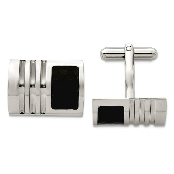 Stainless Steel Brushed Carbon Fiber Cuff Links 78x32mm Wide Cuff Link for Men