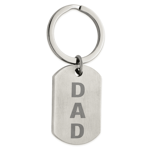 Stainless Steel Brushed "Dad" Keychain Key Ring, Designer Jewelry by Sweet Pea