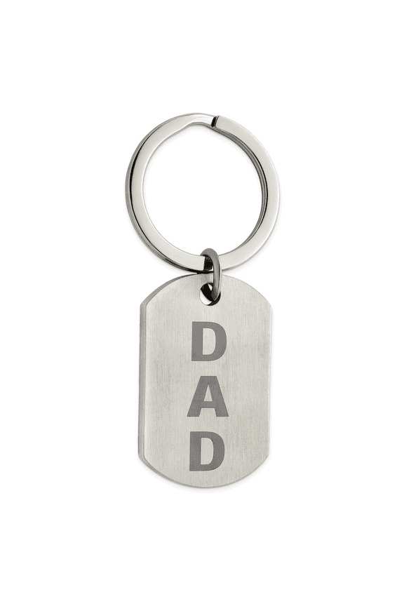 Stainless Steel Brushed "Dad" Keychain Key Ring, Designer Jewelry by Sweet Pea