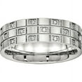 thumbnail image 1 of Stainless Steel Brushed Grooved CZ Ring, 1 of 8