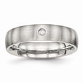 thumbnail image 1 of Stainless Steel Brushed Half Round CZ Ring, 1 of 10