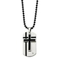 thumbnail image 1 of Stainless Steel Brushed Moveable Fancy Lobster Closure Black Enamel Religious Faith Cross and Animal Pet Dog Tag With Cu, 1 of 2