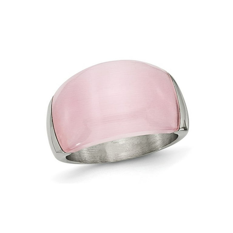 nff☆pink catseye ring Stainless Steel Brushed Pink Cats Eye Ring - Walmart.com