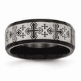 thumbnail image 1 of Stainless Steel Brushed/Polished Black IP Laser Etched Pattern Ring Size: 10; for Adults and Teens; for Women and Men, 1 of 6