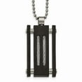 thumbnail image 1 of Stainless Steel Brushed & Polished Black IP With Cable Rectangle Necklace; 20 inch; for Adults and Teens; for Women and Men, 1 of 1