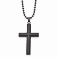 thumbnail image 1 of Stainless Steel Brushed/Polished Black IP-plated Cross Necklace; 24 inch; Lobster (Fancy) Clasp; for Adults and Teens; for Women and Men, 1 of 1