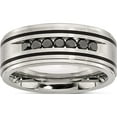 thumbnail image 1 of Stainless Steel Brushed/Polished Black Ip 1/2Ct Diamond 9mm Band (Size 9.5) Made In China sr210-9.5, 1 of 5