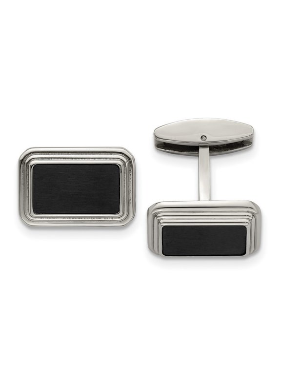 Stainless Steel Brushed/Polished Black IP Plated Cuff Links