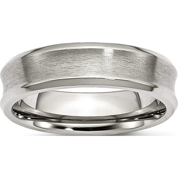Stainless Steel Brushed/Polished Concave 6mm Beveled Edge Band (Size 12) Made In China sr89-12