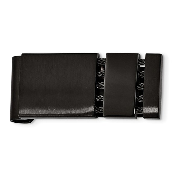 Stainless Steel Brushed Polished Engravable Black Plated Money Clip Measures 44x18mm Wide Jewelry for Men