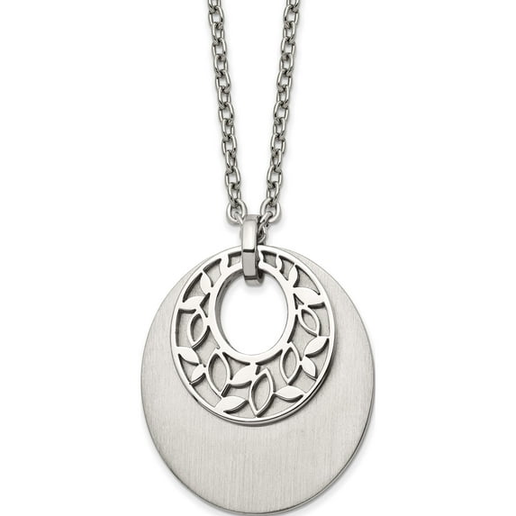 Stainless Steel Brushed & Polished Flower Cutout 18In With 2In Ext Necklace (18 X 30) Made In China srn2901-18