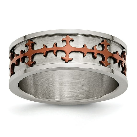 Stainless Steel Ip Brown Plated Ring - Size 10.5