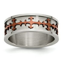 Stainless Steel Ip Brown Plated Ring - Size 8.5