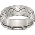thumbnail image 1 of Stainless Steel Brushed & Polished Scroll Design 8mm Ridged Edge Band (Size 10) Made In China sr630-10, 1 of 5