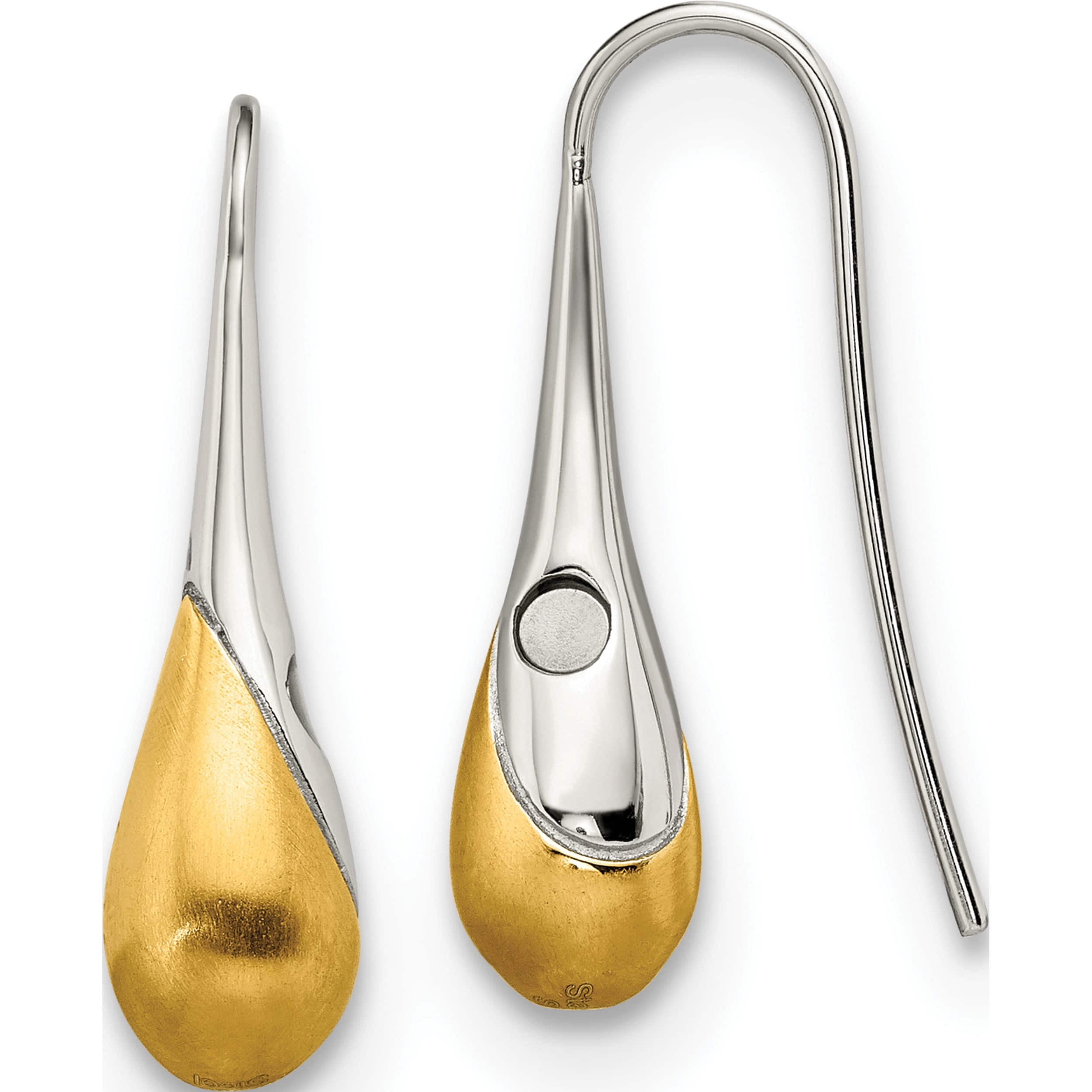 Stainless Steel Brushed & Polished Yellow Ip Magnetic Shepherd Hook Earring (26.5 X 6.5) Made In China sre1567