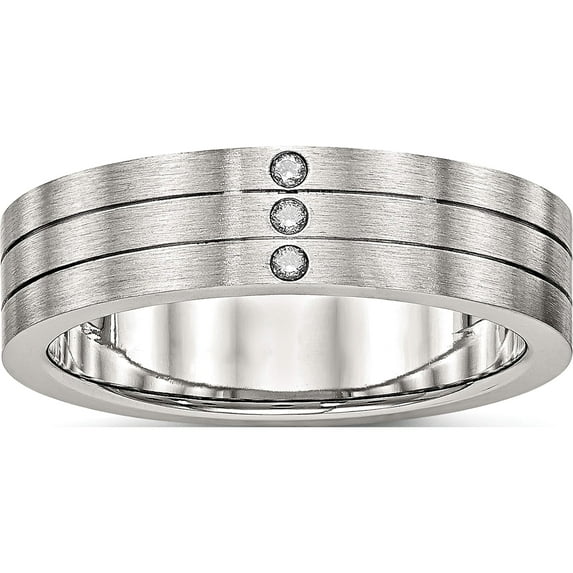 Stainless Steel Brushed With Cz 6mm Grooved Band (Size 12.5) Made In China sr514-12.5