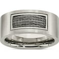 thumbnail image 1 of Stainless Steel Brushed With Grey Cable Inlay 10mm Band (Size 13.5) Made In China sr168-13.5, 1 of 5