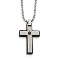 thumbnail image 1 of Stainless Steel Brushed and Polished Black Cubic Zirconia Black Ip Cross Necklace - 20 Inch - Measures 19.74mm Wide, 1 of 2