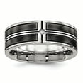 thumbnail image 1 of Stainless Steel Brushed and Polished Black IP Plated CZ Band, 1 of 8