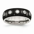 thumbnail image 1 of Stainless Steel Brushed and Polished Black Ip CZ Half Round Ring, 1 of 9