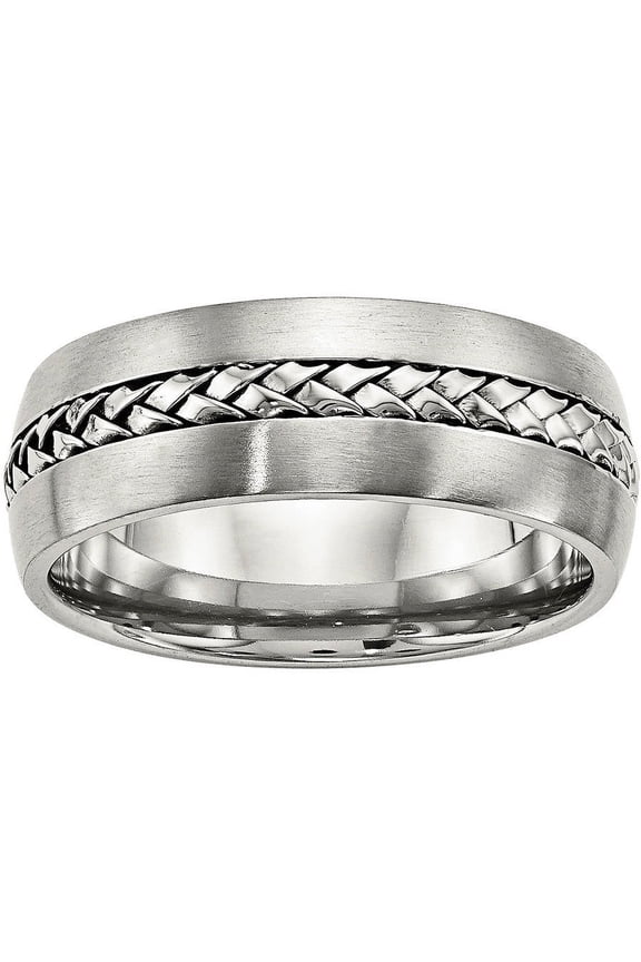 Stainless Steel Brushed and Polished Braided 8.00mm Band