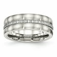 thumbnail image 1 of Stainless Steel Brushed and Polished CZ Ring, 1 of 6