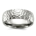 thumbnail image 1 of Stainless Steel Brushed and Polished Hammered 7.5mm Band Size 7.5 Ring for Women and Men - 7.8 Grams, 1 of 2