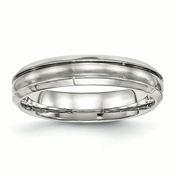 Stainless Steel Brushed and Polished Ridged 5.00mm Band