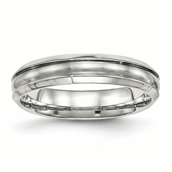 Stainless Steel Brushed and Polished Ridged 5.00mm Band