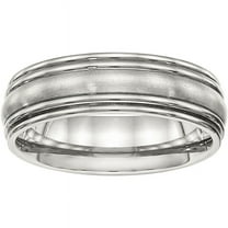 Stainless Steel Brushed and Polished Ridged 7.00mm Band