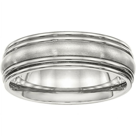 Stainless Steel Brushed and Polished Ridged 7.00mm Band