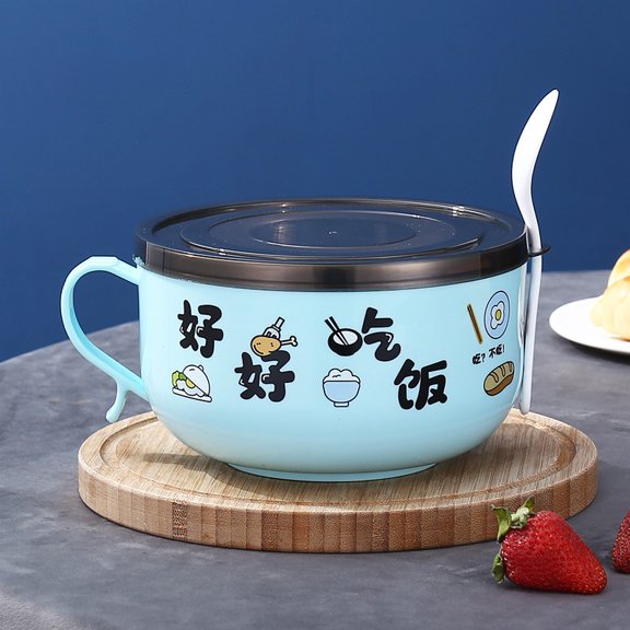 Stainless Steel Bubble Bowl,Korean Large Bubble Face Plastic cup Double-stranded Composing Bowl To Send A Spoon,Reusable BPA Free Dishwasher Safe ﻿