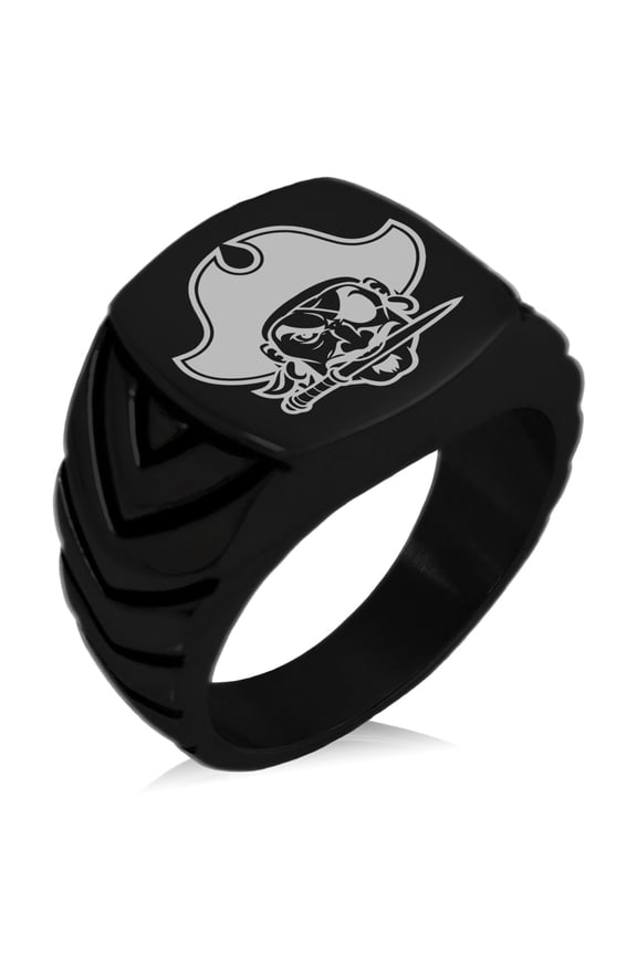 Stainless Steel Buccaneer Privateer Pirate Chevron Pattern Biker Style Polished Ring