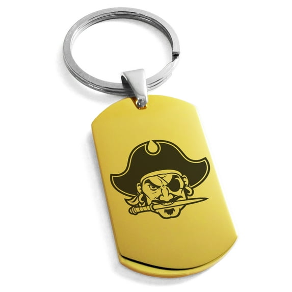 Stainless Steel Buccaneer Privateer Pirate Engraved Dog Tag Keychain Keyring